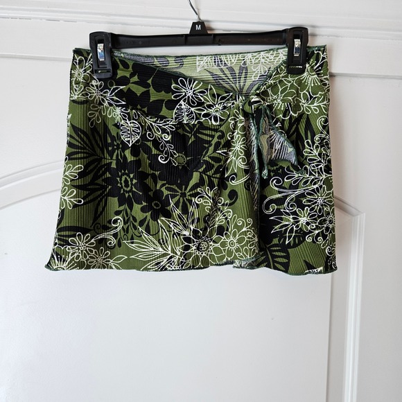 Catalina Other - Catalina Swim Suit Coverup Skirt Green Floral Xtra Life Lycra Tie Wrap Small